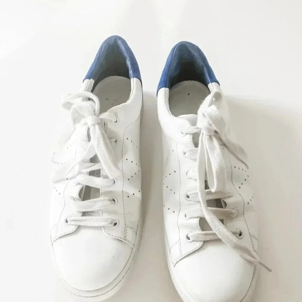 Vince Fulton Sneaker White Leather with Blue Heel